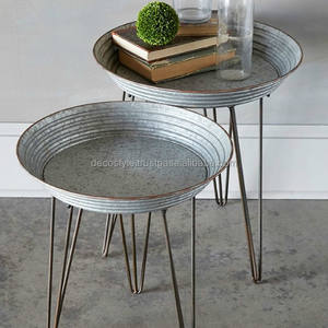 Table d'appoint pliante ronde galvanisée pour le café et plus Tables basses pliantes rondes galvanisées Type de produit - Product Image 3