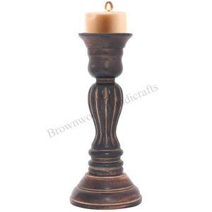 Tempat lilin kayu mangga terbaru ukir tangan tempat lilin kayu dekoratif rumah untuk pembeli grosir dengan harga terbaik