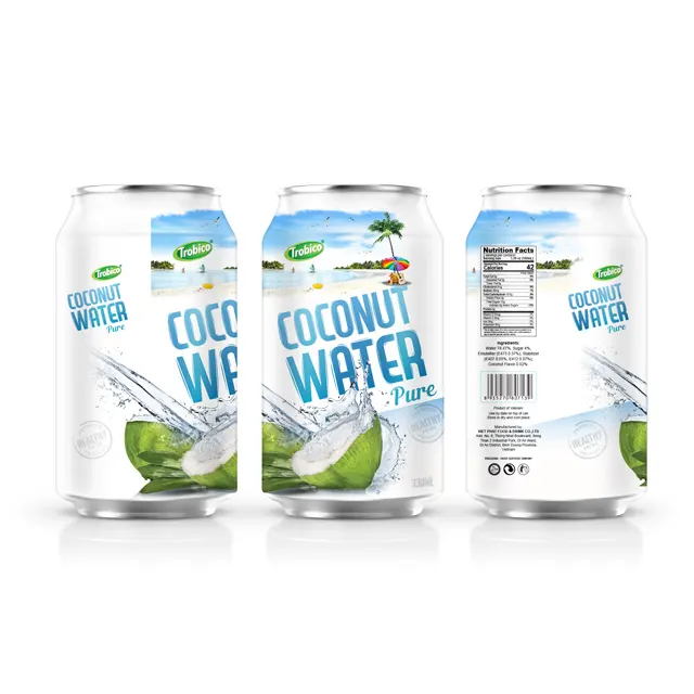 OEM High Quality Vietnam Manufacturer 330ml alu short Can 100% Pure Coconut Water