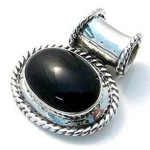 Colgante de plata esterlina hecho a mano de estilo vintage con aleación de material principal de joyería de ónix negro - Product Image 2