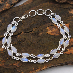 Venta especial para el día del padre de labradorita piedra lunar granate pulsera de piedras preciosas de plata de ley 925 joyería Unisex - Product Image 5