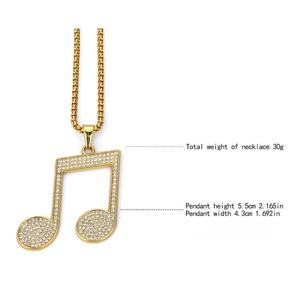 Colgante de diamante de Hip Hop de nota Musical de 1,00 quilates para amantes de la música en oro amarillo de 14K, colgante de diamante con signo de música, oro Real de 14K - Product Image 4