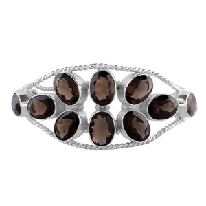 Pulsera de cuarzo ahumado de plata de ley 925, joyería hecha a mano - Product Image 3