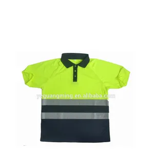 Kaus Polo Keamanan Hijau Neon Polo Reflektif Seragam Pakaian Kerja Kustom