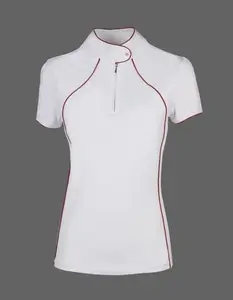 Camiseta Polo de competición de manga corta deportiva ecuestre de rendimiento técnico para mujeres blancas - Product Image 1