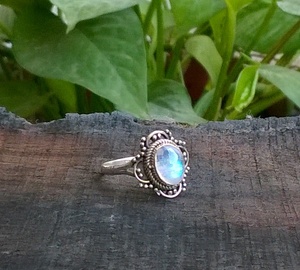 Bague en pierre faite à la main en argent sterling 925 avec lunette et bijoux en pierre de lune pour cadeau - Product Image 1