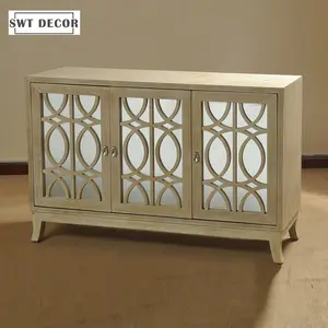 SWT 工厂批发木制 3 门复古电视餐具柜客厅家具的镜子口音柜