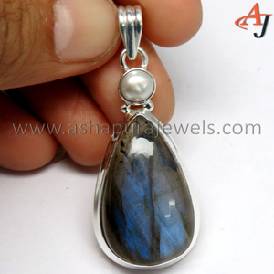 Perle de Labradorite en forme de poire moderne, pendentif en argent Sterling 925, bijoux en argent 925, bijoux en ligne - Product Image 4