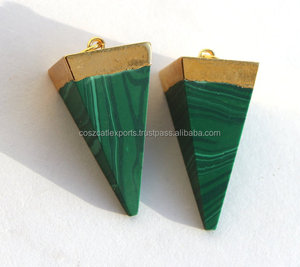 Cristaux couleur verte Malachite bijoux pyramides pour bijoux en pierre précieuse collier pendentif - Product Image 4