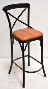 อุตสาหกรรมLoftสไตล์กรอบโลหะหนังที่นั่งข้ามกลับสูงร้านอาหารCafe Pub Clubรับประทานอาหารเก้าอี้บาร์ - Product Image 3