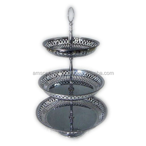 ที่ตั้งเค้กกลมสำหรับตกแต่งโรงแรม & ร้านอาหารพร้อมโดมแก้วที่วางเค้กสีทองทรงกลมทำจากโลหะสำหรับขนมหวาน - Product Image 2