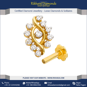 BEST FASHION JWELERY 18kt Yellow Gold Diamond Nose Pin Tornillo con el mejor precio y calidad de - Product Image 5