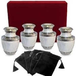 Urnes de souvenir de couleur blanche polie brillante en aluminium émaillé blanc pour les cendres humaines Urne de crémation Fournitures funéraires - Product Image 3