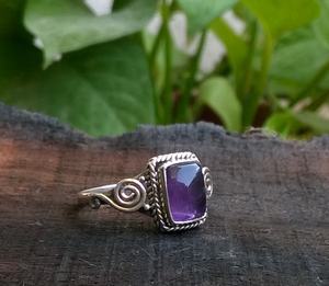 Anillos de piedras preciosas de 925 Plata de ley para mujer, con piedra de diseño clásico Natural amatista, joyería elegante, Idea de regalo - Product Image 1