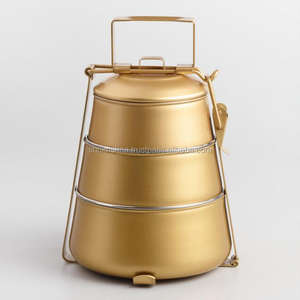 Tiffin de pyramide en acier inoxydable de qualité alimentaire de couleur personnalisée Hot Premium avec poignée à clip Boîtes à lunch Serrure de couvercle - Product Image 6