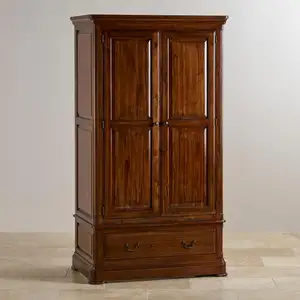 Armoire d'armoire en bois d'acacia massif, garde-robe en bois massif - Product Image 1