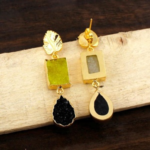 Fabuloas ต่างหูดรูซี่อาเกต,ต่างหูแบบห้อยอัญมณีสำหรับเครื่องประดับอินเดีย - Product Image 2