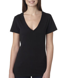 Vente en gros de T-shirts à manches courtes 100% coton pour dames col en V profond Impression de haute qualité Options de taille Plus sans nom de marque - Product Image 3