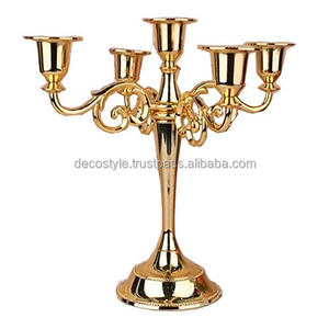 เชิงเทียนทองเหลือง5แขนสำหรับงานแต่งงาน - Product Image 1