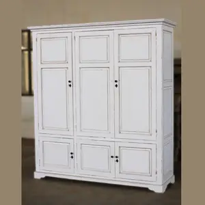 Moderno tres puertas de madera armarios organizador ropa barra y estantes antiguo diseño sólido de Indonesia muebles de dormitorio