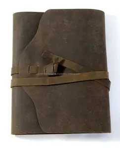 Antike aussehende handgemachte recycelte gefütterte Mühle aus Papier hand gefertigtes nachfüllbares Öl Pulp Up Buffalo Leather Journal