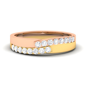 Luxury 0.40 Cts Real Diamond Multi Tone Gold Wedding Band Ring in 14K | Elegant Anniversary Bridal Ring Fine Jewelry for Women - Product Image 1