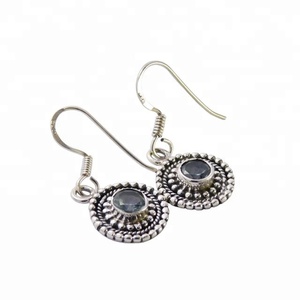 Pendientes de gota de piedras preciosas de Topacio Azul Real eminente, joyería de plata de ley 925 sólida, acabado de oro rosa para bodas o fiestas, regalos - Product Image 1