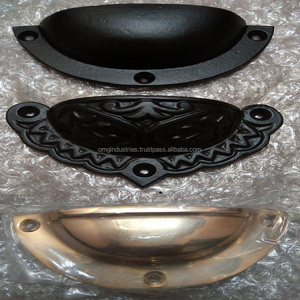 OMG Industries Tirador de taza de latón contemporáneo Forma curva decorativa para puertas y ventanas Manijas al por mayor - Product Image 1