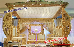 Conjunto de Mandap de Madera Tallada a Mano para Bodas Indias, Mandap de Madera con Tallados Intrincados, Estilo Moderno, Madera de Teca, Conjunto de Mandap para Bodas en el Reino Unido - Product Image 4