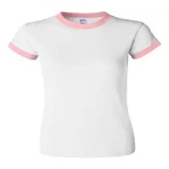 Custom Twee Kleur Dames Ringer T-shirts Met Aangepaste Print En Trim Kleuren