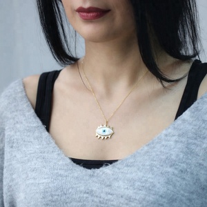 Esmalte ojo diseño colgante turco venta al por mayor hecho a mano 925 joyería de plata esterlina - Product Image 2