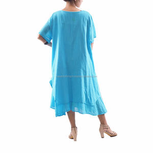 Vestido holgado de talla grande para mujer, vestido de media pantorrilla, manga corta - Product Image 3