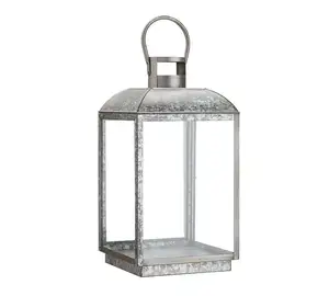 Lanterne métallique galvanisé led avec verre transparent, lanterne pour éclairage