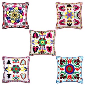 Funda de cojín de algodón cuadrado bordado Suzani indio de 16 \ "almohada de sofá decorativa para el hogar con técnicas no tejidas para arte de hoteles - Product Image 2