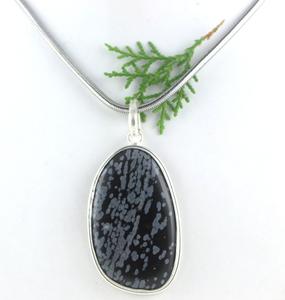 Sterling Silver Fancy Shape Natural Snowflake Jasper Gemstone Pendant Necklace Charm DIY Jewelry <b>Women</b> Fashion - Product Image 2