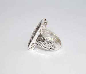 925 bague en pierres précieuses en argent sterling massif marcassite bijoux d'anniversaire de mariage classiques faits à la main avec certificat IGI pour les fêtes - Product Image 3