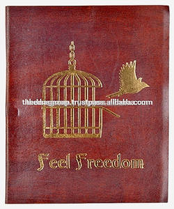 Venta al por mayor 100% cuero hecho a mano vintage en relieve sensación libertad jaula cuaderno de cuero liso - Product Image 3