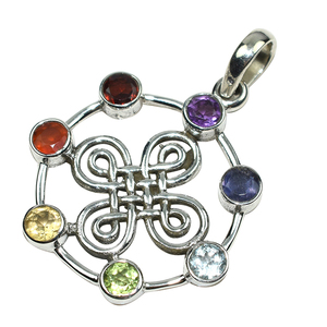 Pendentif en argent Sterling 925 en forme de Chakra, vente en gros de bijoux en argent 925, bijoux en argent 925 avec pierres précieuses - Product Image 1
