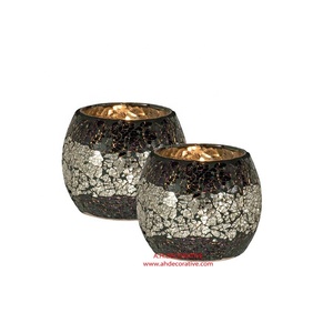 Candelero de cristal de mosaico de cuarzo votivo para decoración de balcón diseño elegante candelabro votivo hecho a mano para Navidad - Product Image 1