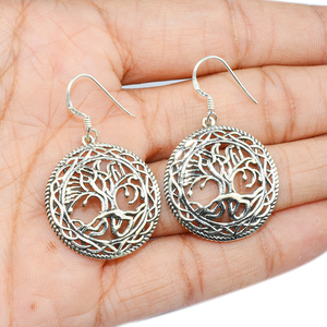 Elegante forma de árbol plata pendientes de plata de ley 925 joyas de plata fina 925 - Product Image 4