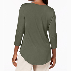 Camiseta básica y personalizada para mujer, Camiseta ajustada de Tela con estampado de verano, fabricada en Bangladesh con logotipo de marca personalizado - Product Image 3