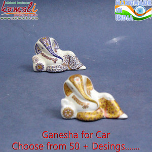 Statue de mariage indien en céramique, couleur or, statue de seigneur Ganesha, cadeau de nouveau cri, idol - Product Image 2