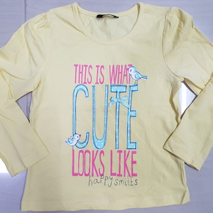 Bangladesh Stock Lot Super Fancy Girls Camiseta de manga larga Cute Bird Printed en Spring Season Colors Hecho de algodón - Product Image 1