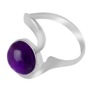 Anillo de Plata de Ley 925 con Gema Redonda de Amatista, Anillo Clásico con Gema, Anillo Redondo de Moda para Boda, Aniversario - Product Image 2