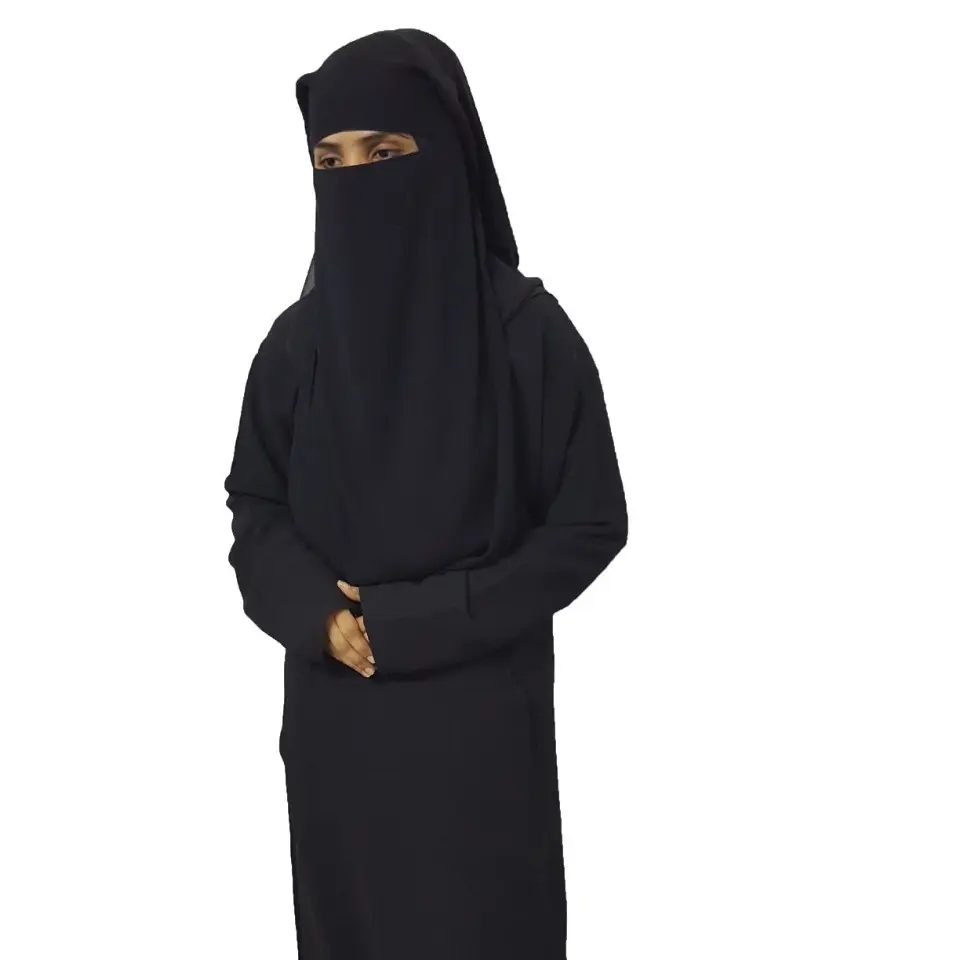 Niqaab noir double couche pour femmes musulmanes, voile de dos court, hijab islamique, vêtements pour femmes modestes musulmanes, naqab