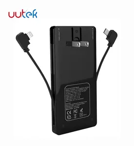 UUTEK RSQ8 ile 5000mAh güç banka taşınabilir şarj cihazı dahili AC çıkışı ve kablo ince harici pil