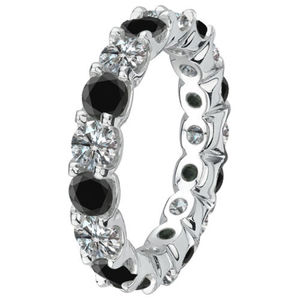 Bague de mariage pleine éternité avec diamants noirs et blancs de 3.25 carats en or blanc 14 carats - Product Image 2
