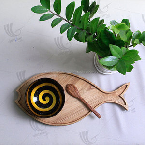 Уникальный набор чаши из органической кокосовой скорлупы и крученого бамбукового лотка - Product Image 5