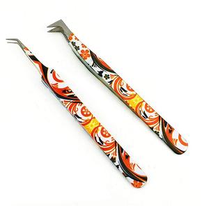 Juego de 2 Pinzas Curvas Puntiagudas para Aplicación de Pestañas, Juego Impreso para Extensión de Pestañas, Acero Inoxidable 2026 - Product Image 3