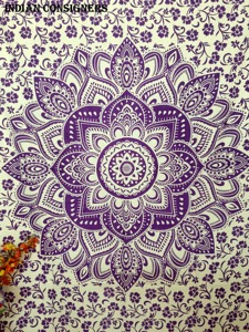 Tapiz colgante de pared de flores de Mandala Floral púrpura hermoso tamaño doble decoración del hogar algodón impreso hecho a mano por consignadores indios - Product Image 3